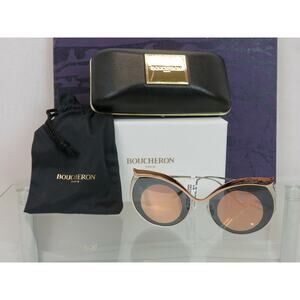 BOUCHERON GOLD SILVER BC01JS ROUND OWL LIMITED EDITION SUNGLASSES $ 940 ITALY